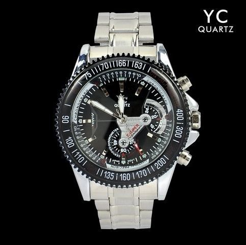 [K] Relógio Quartz Yc Caliper - Aço Inox, Pulseira Metálica