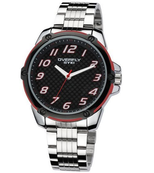 [J] Relógio Quartz Eyki OverFly - Grande, Fundo Preto