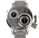 [K] Relógio Quartz V6 - Duplo Movimento - Aço Inox