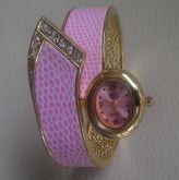 [J] Relógio Quartz Feminino USS - Rosa, Dourado e Strass