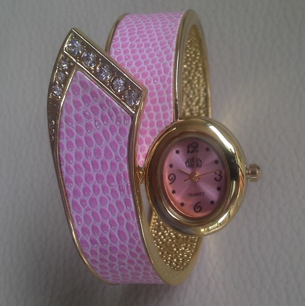 [J] Relógio Quartz Feminino USS - Rosa, Dourado e Strass