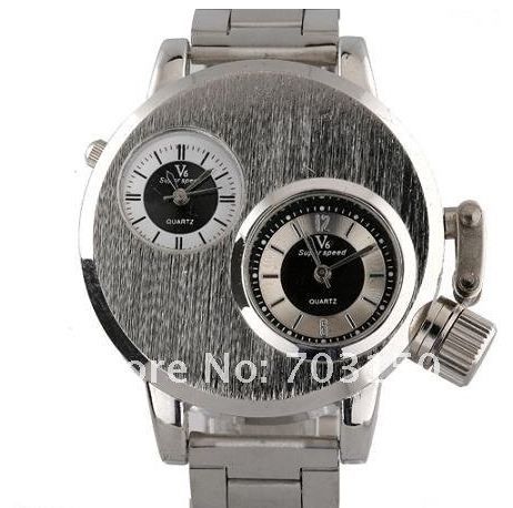 [K] Relógio Quartz V6 - Duplo Movimento - Aço Inox