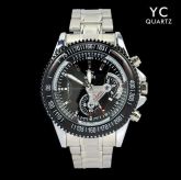 [K] Relógio Quartz Yc Caliper - Aço Inox, Pulseira Metálica